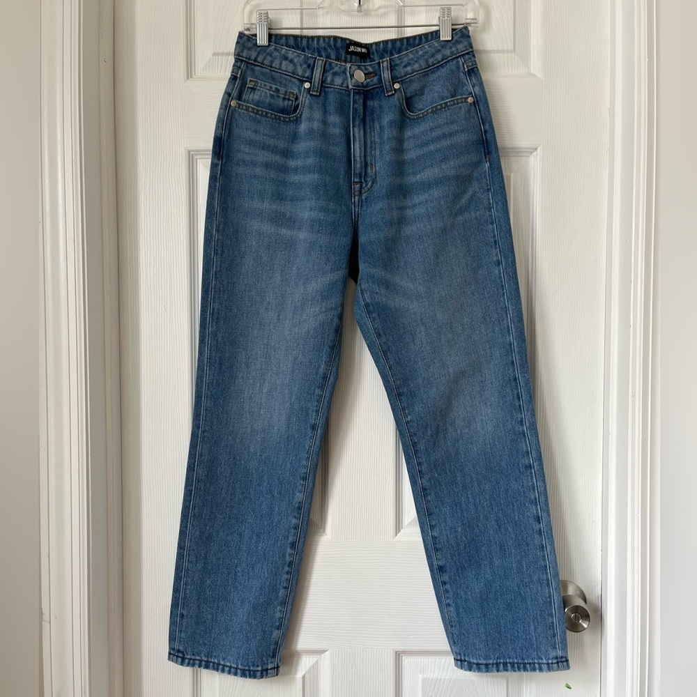 Jason Wu High-Rise Straight Leg Jeans — Medium Blue Wash